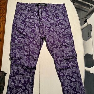 Valabasas Men's Purple Paisley Skinny Jeans